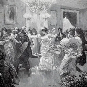 19th Century German Wedding Ball Print, Digitally Restored