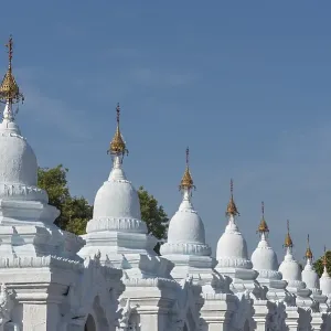 White kyauk gu cave stupas at Kuthodaw Pagoda