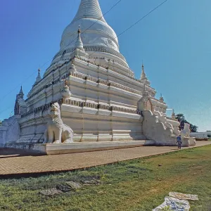 White pagoda and laundry laid out to dry White pagoda and laundry laid out to dry