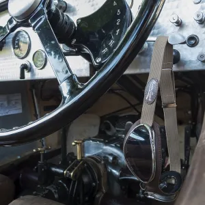 Wide-angle view into the cockpit of a Riley Ulster Imp at the stopover in Merano during the South Tyrol Classic Cars