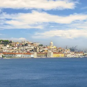 Wide panoramic shot of Lisbon, its beautiful city center