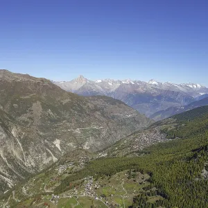 Wide view of a valley with villages