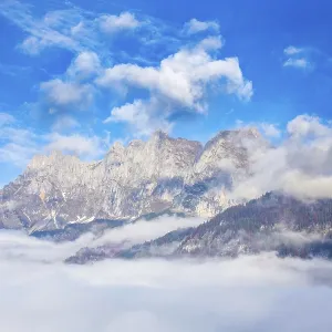 Wilder Kaiser (Tyrol) in autumn: clouds still linger in the valley Wilder Kaiser (Tyrol) in autumn: clouds still linger in the valley