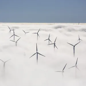 Wind Turbines Covered by Low Clouds, Marsberg Print Wind Turbines Covered by Low Clouds, Marsberg Print