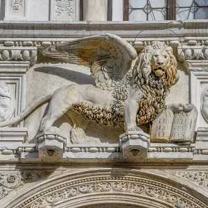 Winged Lion Print, Doge's Palace Courtyard, Venice, Italy
