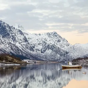 Winter landscape at Austnesfjord Winter landscape at Austnesfjord