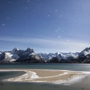 Winter landscape at a fjord, Lofoten