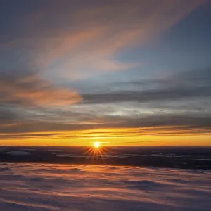 Winter landscape at sunset, Dundret Nature Reserve