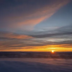 Winter landscape at sunset, Dundret Nature Reserve