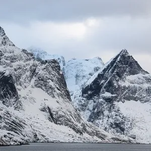 Winter Scandinavian landscape, fjord