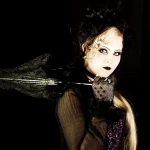 Woman, Gothic, serious, parasol