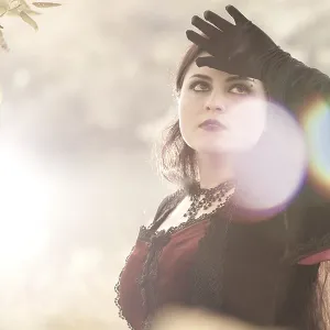 Woman, Gothic, sunlight, standing Woman, Gothic, sunlight, standing
