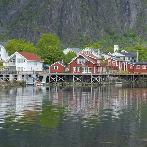 Wooden houses by the fjord, Svolvaer