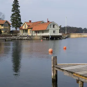 Wooden houses, Vaxholm archipelago island, Sweden Wooden houses, Vaxholm archipelago island, Sweden