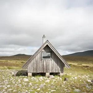 Wooden hut on a treeless plateau