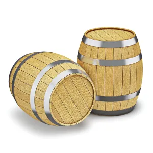 Wooden oak brandy wine beer barrels isolated on white background Wooden oak brandy wine beer barrels isolated on white background