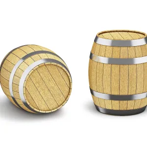 Wooden oak brandy wine beer barrels isolated on white background Wooden oak brandy wine beer barrels isolated on white background