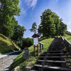Wooden Staircase in Veliuona Print, Lithuania