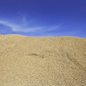 Yellow gravel sand quarry mountain for construction concrete
