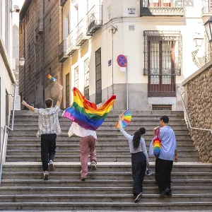 Young Adults Celebrating Pride at a European City Print