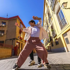 Young Man Dancing in Urban Alley Print