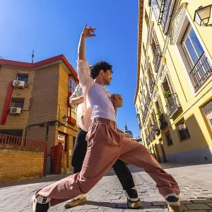Urban Dance on Historic Cobblestone Street Print