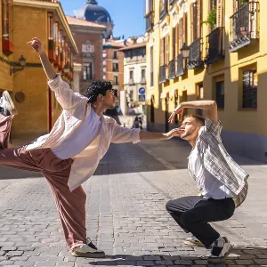 Urban Dance on Cobblestone Street Print