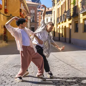 Energetic Street Dance on Madrid Cobblestones Print