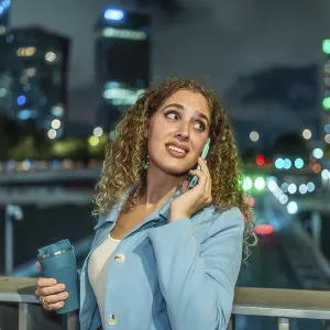Young Woman on Bridge at Night, Urban City Print