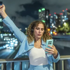 Young Woman Dancing at Night Urban Overpass Print