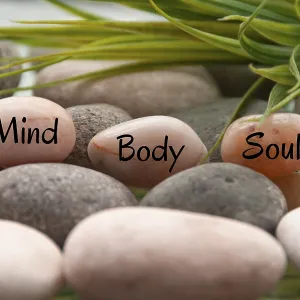 Zen stones with words Mind, Body