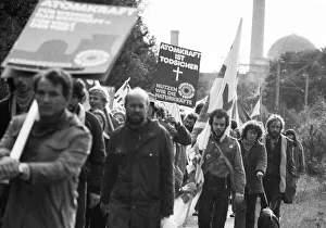 More than 10, 000 opponents of nuclear power and nuclear weapons demonstrated for their aims on 25