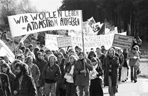 More than 10, 000 opponents of nuclear power and nuclear weapons demonstrated for their aims on 25