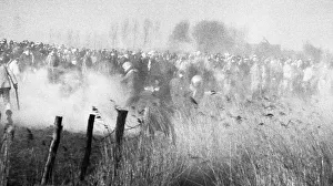 About 100, 000 demonstrators, peaceful and violent
