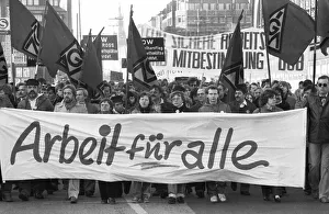 More than 100, 000 followed the DGB's call in 1982 for a large demonstration against unemployment