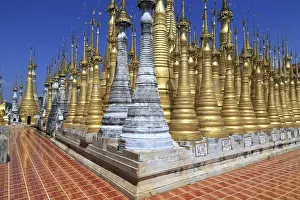 Some of the 1054 pagodas of the In-Dein Pagoda Forest on Inle Lake