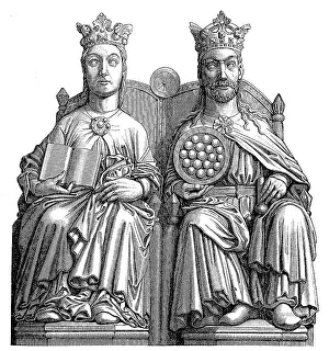 The 13th century statues of Emperor Otto I and his wife Editha in Magdeburg Cathedral