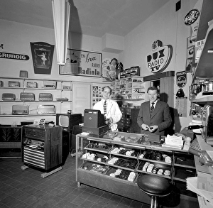 In the 1950s. Interior of a radio and tv store 1956