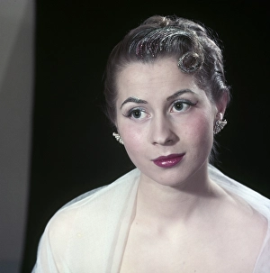 In the 1950s. Portrait of a woman wearing earrings