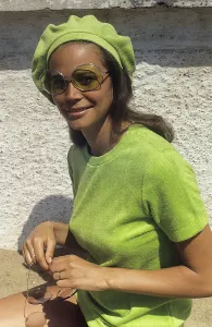 1960s glasses. Summer of 69. The young female fashion model is wearing 1969 years model of sunglasses and fashion