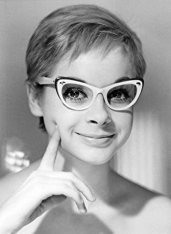 1960s glasses. A young woman in glasses and bows January 1961. Models name Monica Flodqvist