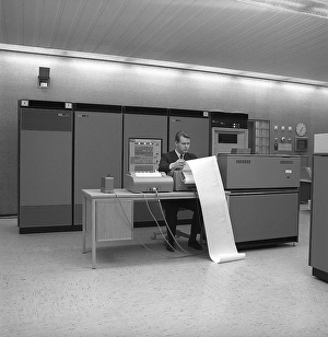 In the 1960s. Interior of a room with IBM 360 equipment, tape stations. IBM system 360 was frequently seen in the american television-series Mad Men. Picture taken 1965 Kristoffersson ref DY126-5