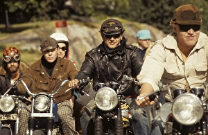 In the 1960s. Motorcyclists on the road together