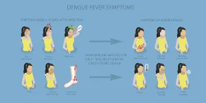 3D Isometric Flat Illustration of Dengue Fever Symptoms