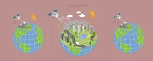 3D Isometric Flat Illustration of Orienteering with GPS Technology