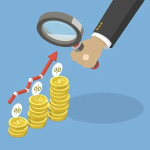3D Isometric Flat Illustration of Interest Rate Growth