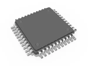 3d Microship, processor with contacts and realistic shadows