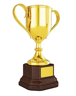 3d rendering of gold trophy cup isolated on white background