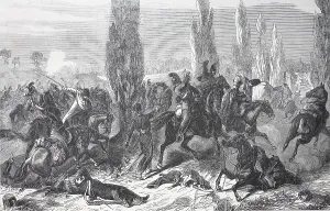 The 3rd Saxon cavalry regiment in battle at Buzaney on August 27