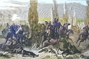 The 3rd Saxon riders regiment in the battle at Buzaney